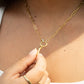 Paperclip Link Rhinestone Charm Holder Necklace