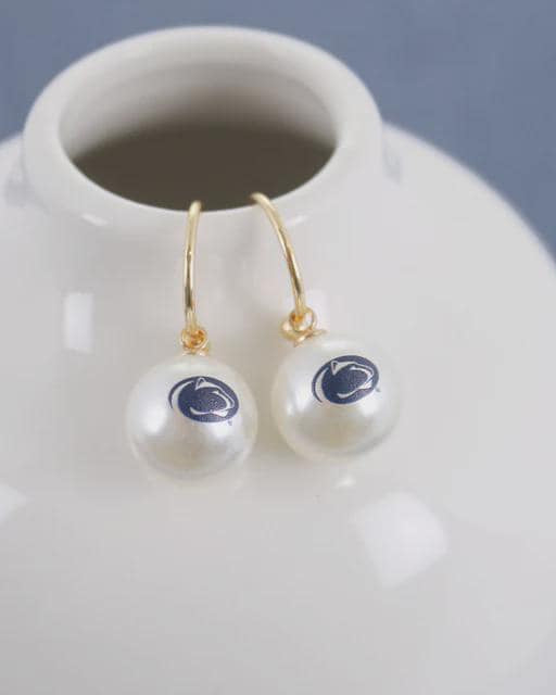 Penn State Pearl Earrings – Nittany Lions Hoop Earrings | PSU Game Day Jewelry