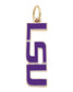 Officially licensed LSU Tigers logo charm with purple and gold finish for customizable game day necklaces and bracelets.