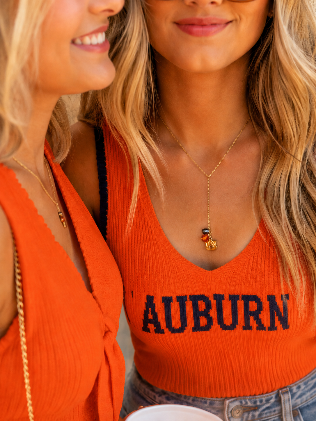 Auburn Gold Charm Necklace | Orange & Navy Game Day Jewelry
