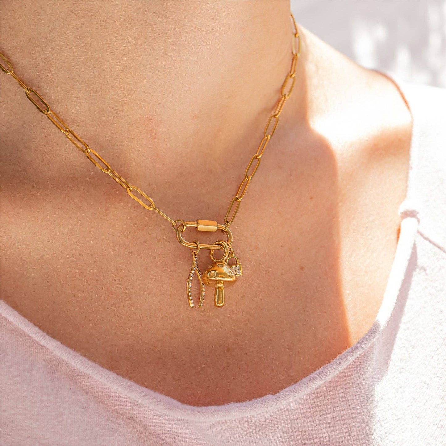 Paperclip Link Carabiner Necklace Base