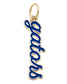 Official Florida Gators Enamel Script Charm in blue enamel with an 18K Triple Gold Plated finish for custom game day bracelets and necklaces.