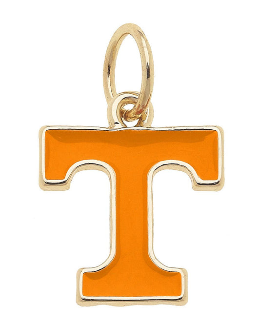 Official Tennessee Volunteers Enamel Logo Charm in orange enamel with an 18K Triple Gold Plated finish for custom game day bracelets and necklaces.