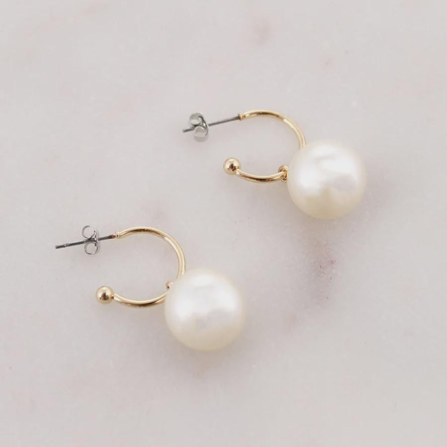 Penn State Pearl Earrings – Nittany Lions Hoop Earrings | PSU Game Day Jewelry
