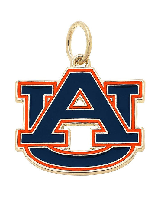 Auburn Tigers enamel logo charm with 18K triple gold plated finish for bracelets and necklaces