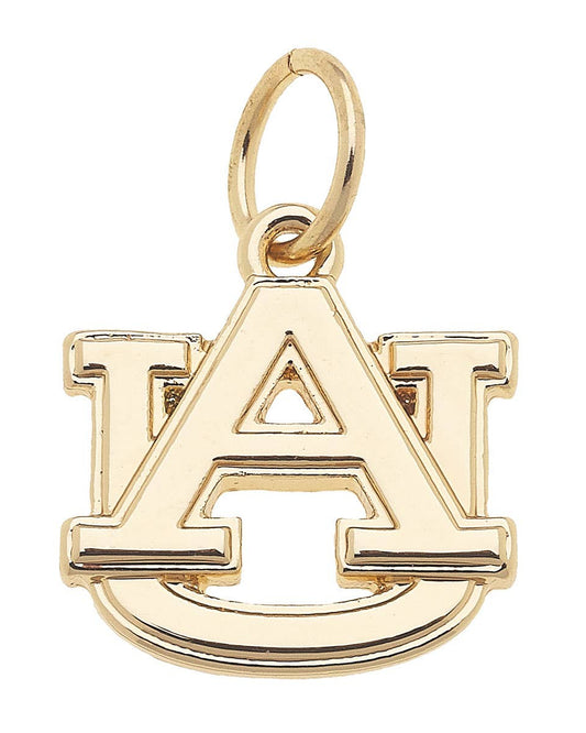 Auburn Tigers AU logo charm in 18K triple gold plated finish for bracelets and necklaces