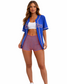 Blue and orange game day outfit with striped shorts perfect for Florida or Auburn tailgates
