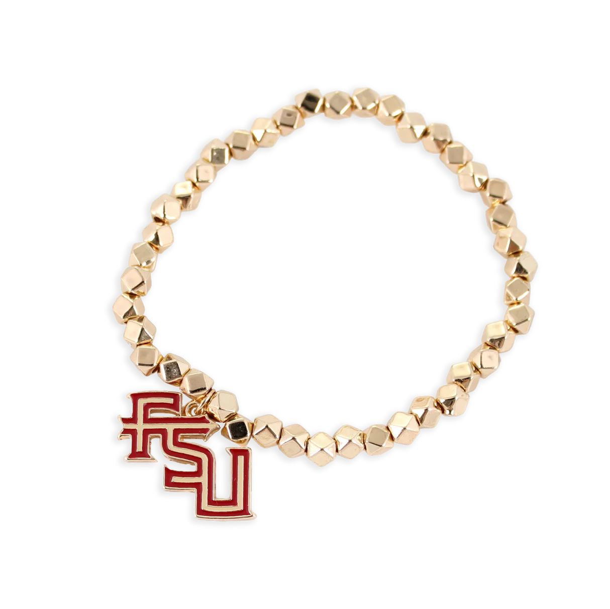 Florida State Gold Stretch Bracelet with Enamel Logo