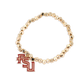 Florida State Gold Stretch Bracelet with Enamel Logo