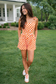 Orange Checkered Tie-Strap Romper