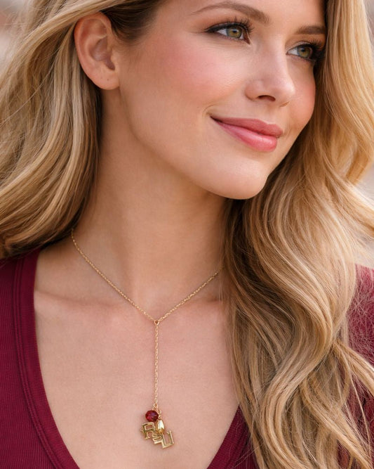 FSU Garnet & Gold Y-Necklace – Florida State Seminoles Crystal Jewelry