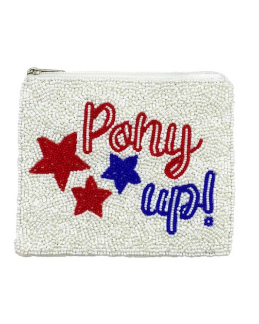 SMU Pony Up Beaded Coin Bag
