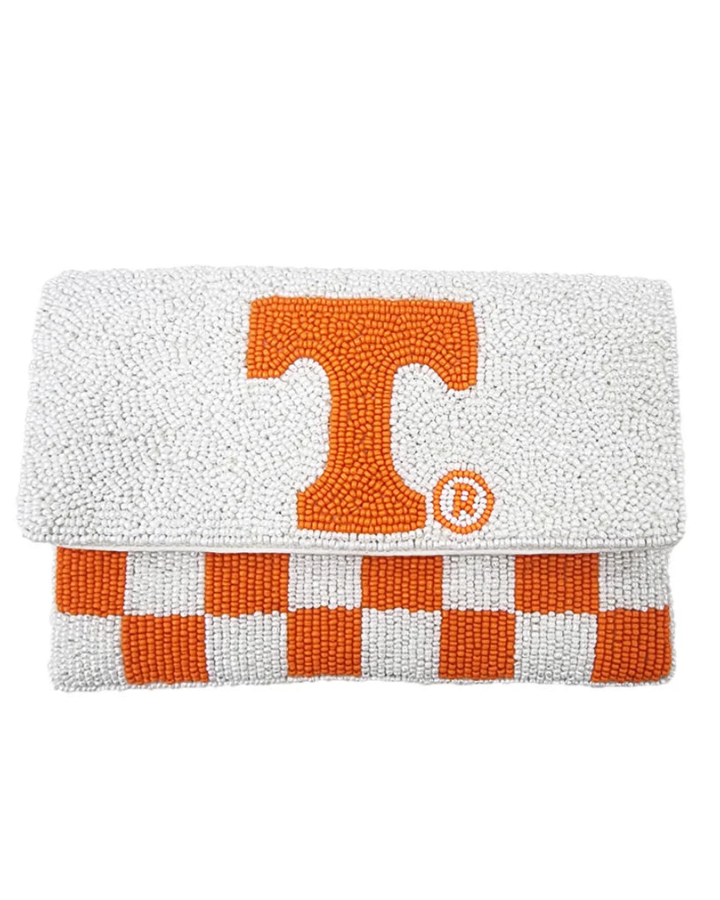Beaded Tennessee Volunteers Clutch | Orange “T” Crossbody Game Day Bag
