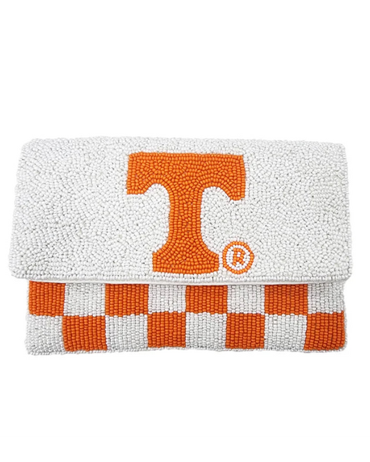 Beaded Tennessee Volunteers Clutch | Orange “T” Crossbody Game Day Bag