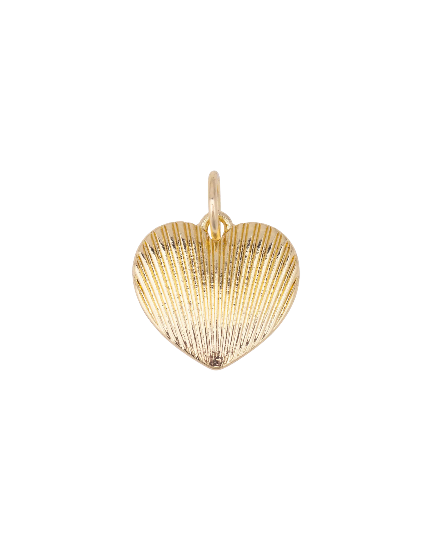 Gold Ribbed Heart Charm