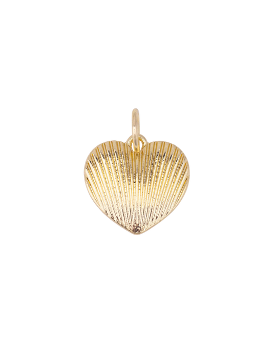 Gold Ribbed Heart Charm