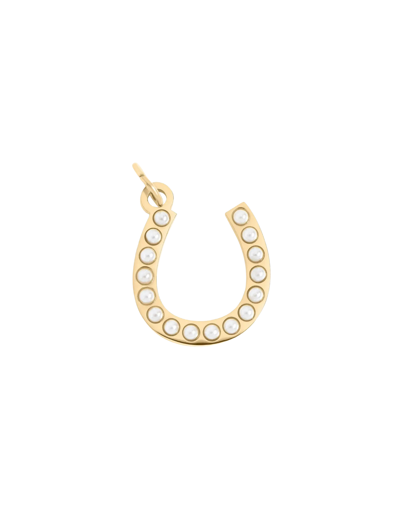 Gold Pearl Horseshoe Charm