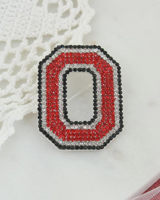 Ohio State Block O Crystal Pin – Buckeye Game Day Brooch