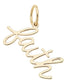 Gold Faith script charm in cursive lettering for custom charm bracelets and necklaces