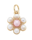 Gold pearl flower charm with a soft pink center for custom charm bracelets and necklaces