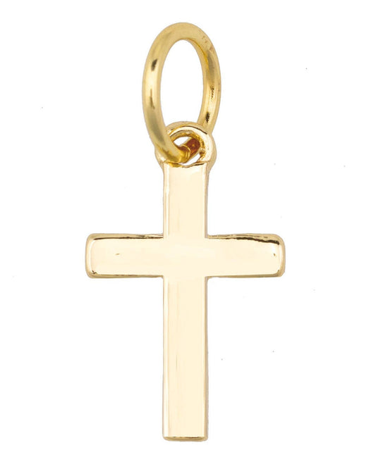Gold cross charm for custom charm bracelets and necklaces featuring a classic faith-inspired design
