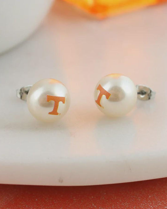 Tennessee Vols Pearl Stud Earrings – Officially Licensed NCAA Jewelry