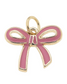 Light pink bow charm with gold finish for custom charm bracelets and necklaces