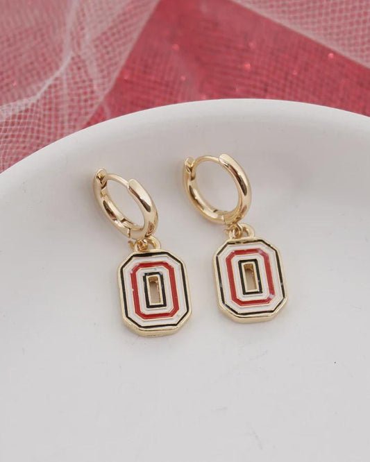 Ohio State Block O Huggie Hoop Earrings – Buckeye Game Day Jewelry
