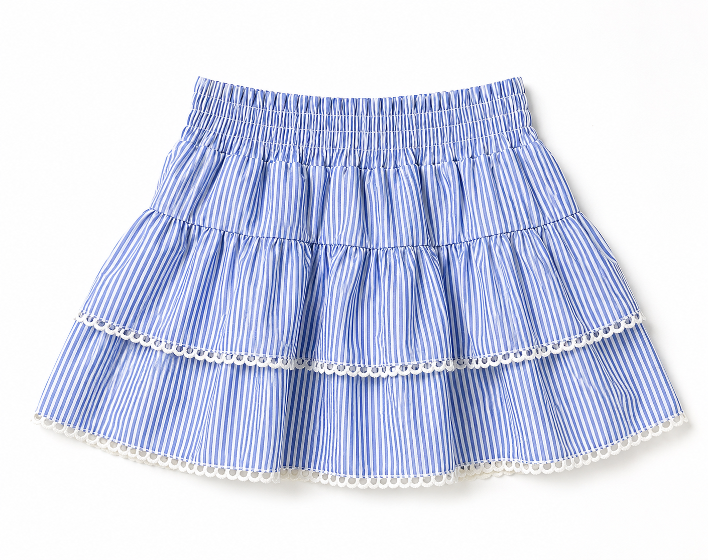 Sky Blue Stripe Ruffle Skort