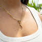 Paperclip Link Rhinestone Charm Holder Necklace