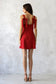 Red Bow Strap Fit & Flare Mini Dress
