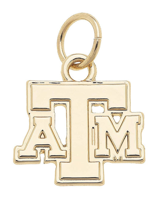 Texas A&M Aggies logo charm in 18K triple gold plated finish for bracelets and necklaces