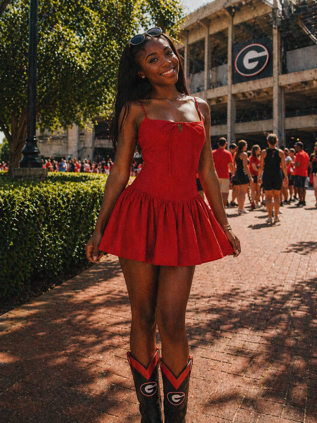 The Scarlett Dress – Red Game Day Fit & Flare Mini Dres