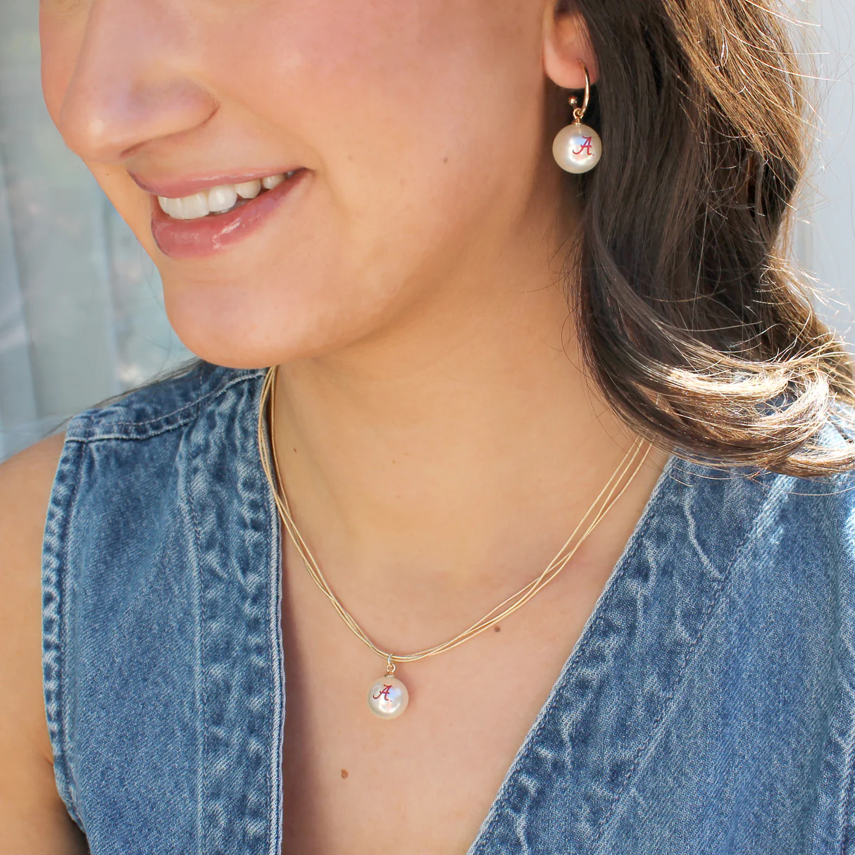 Alabama Pearl Drop Hoop Earrings