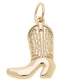 Gold cowboy boot charm for custom charm bracelets and necklaces with a western-inspired design