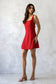 Red Bow Strap Fit & Flare Mini Dress