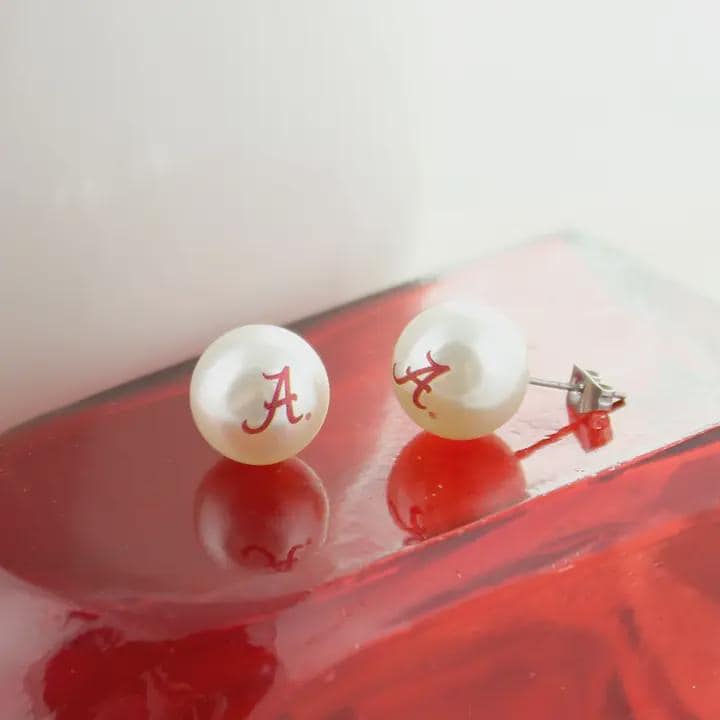 Alabama Crimson Tide Pearl Stud Earrings – Game Day Jewelry