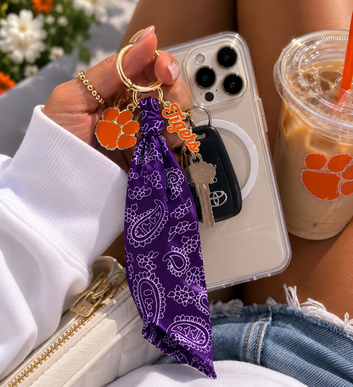 Clemson Tigers Bandana Keychain Charm