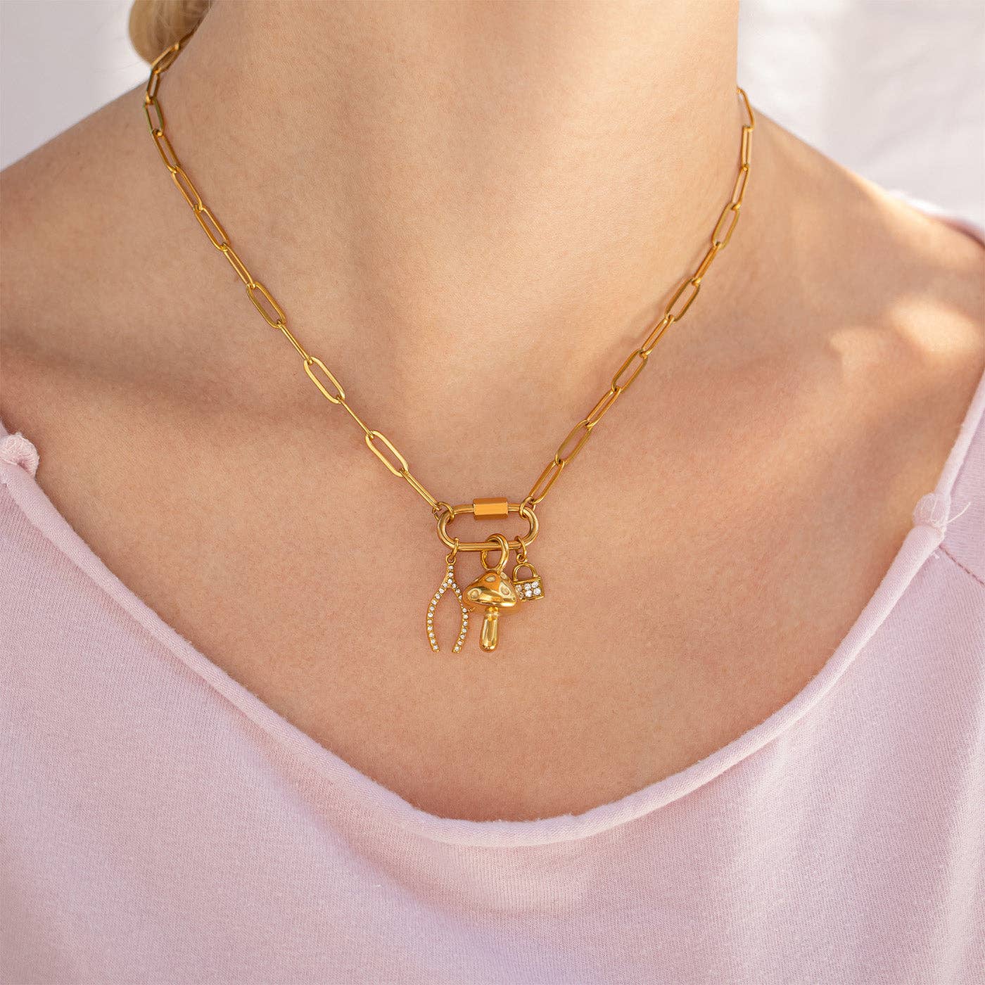 Paperclip Link Carabiner Necklace Base
