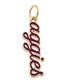 Texas A&M Aggies script charm in maroon enamel with 18K triple gold plated finish for bracelets and necklaces