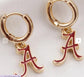Alabama Script A Huggie Hoop Earrings – Officially Licensed Crimson & Gold Game Day Jewelry