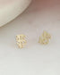 Gold Florida State logo stud earrings on a light background