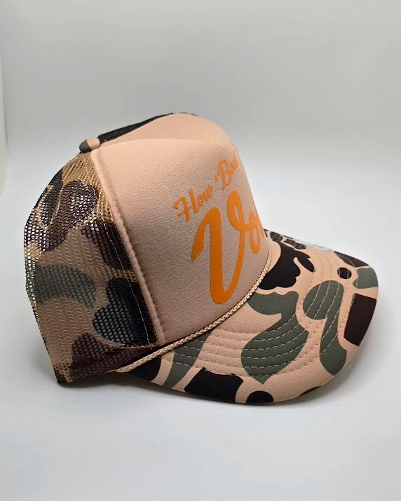 Camo Tennessee Vols Trucker Hat – “How ’Bout Them Vols” Game Day Cap
