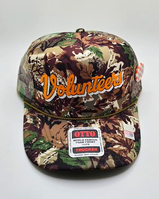 Camo Tennessee Vols Hat | Volunteers Script Game Day Trucker Cap