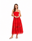 Saturday in Red Eyelet Midi Dress